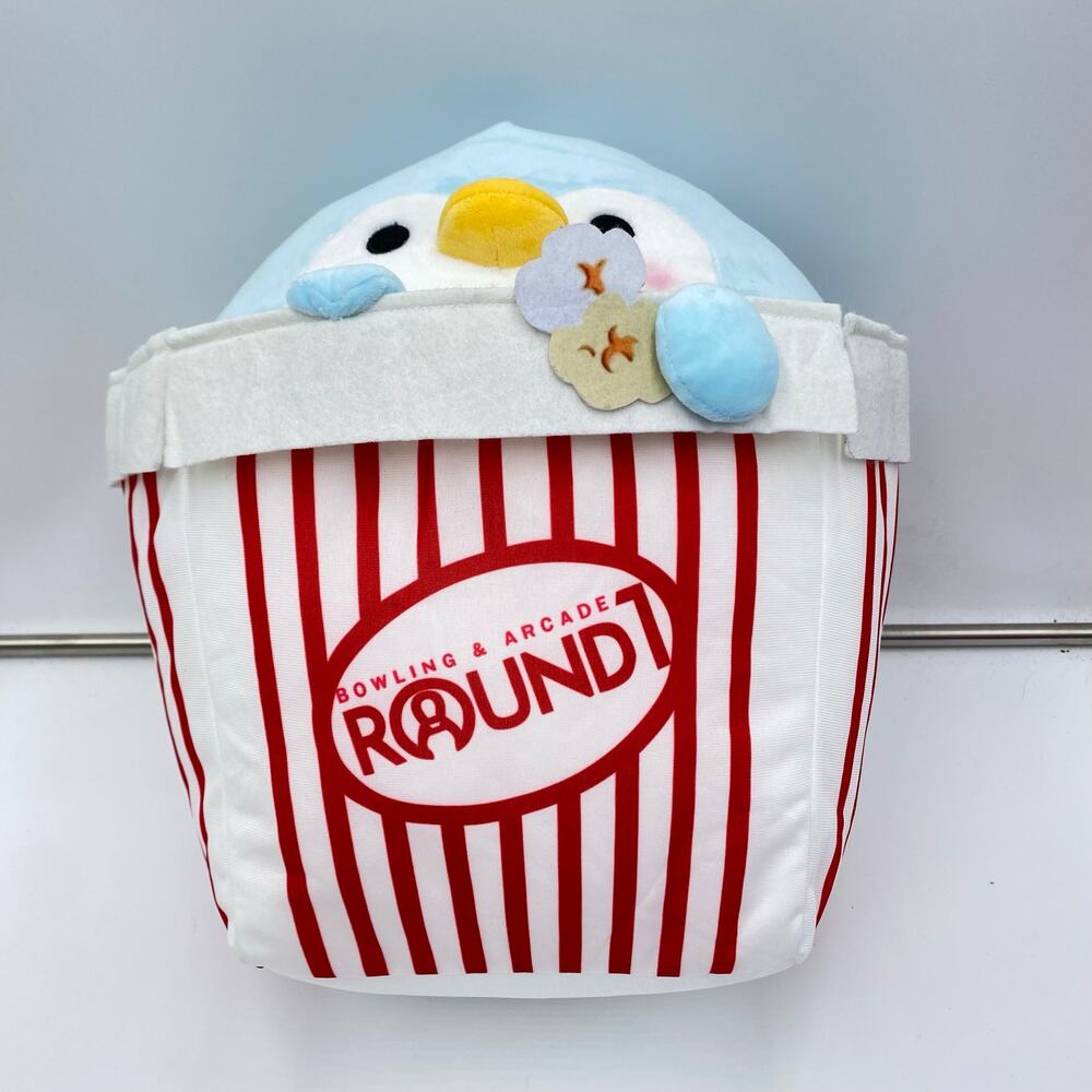 Takashoji Penguin Popcorn Bucket Plush Stuffed Animal NWT Round 1 Exclusive